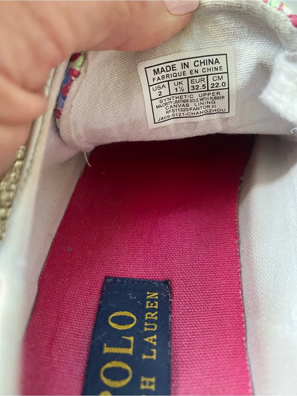 Ralph Lauren White Sneakers with Pink Polo Logo and Pink Trim